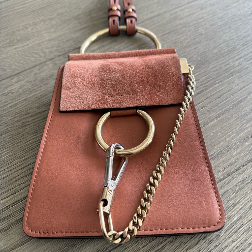 Chloé Faye Tan Leather and Suede Mini bracelet Bag